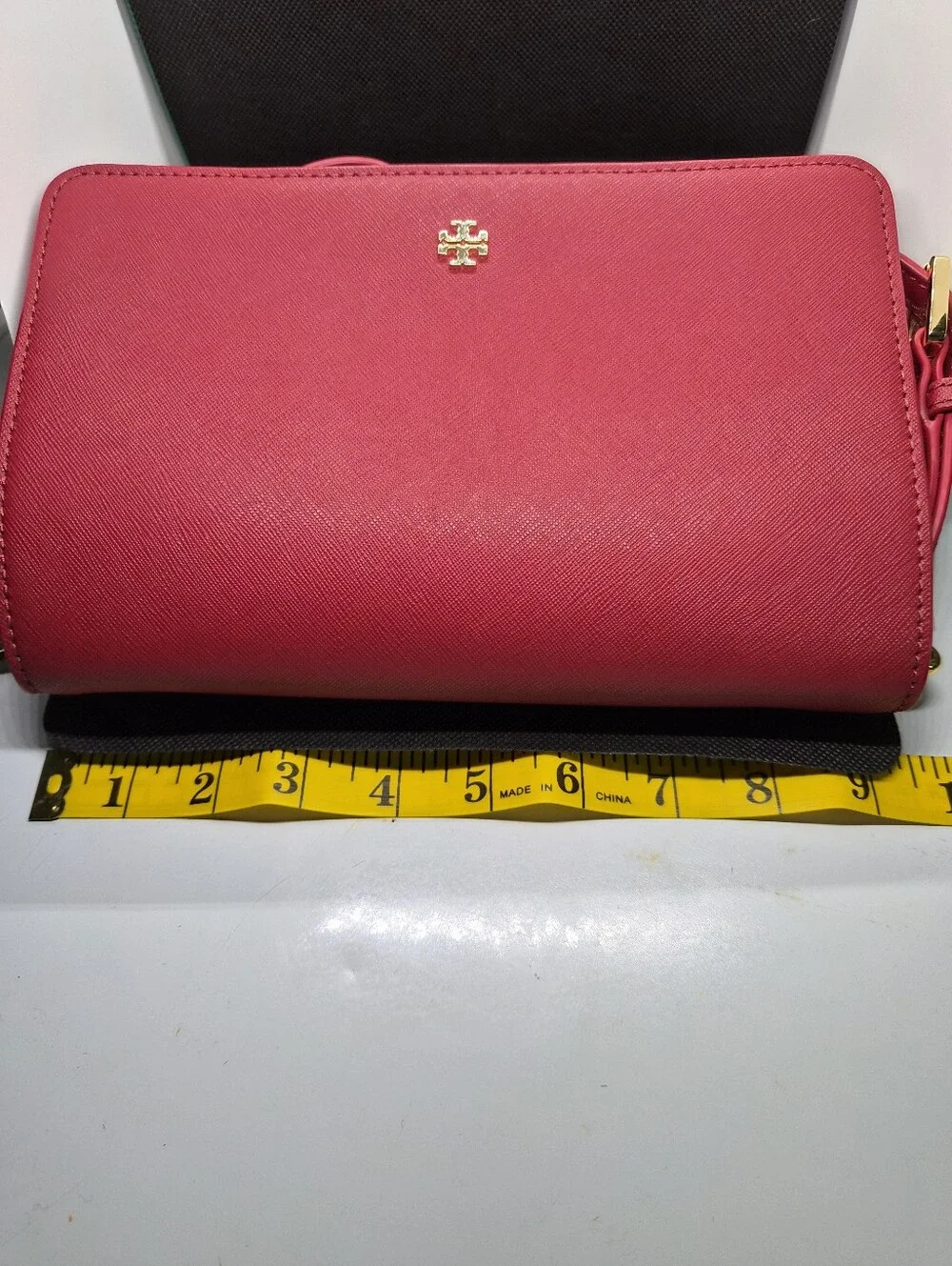 Tory Burch Deep Wine Leather Crossbody with Gold Logo